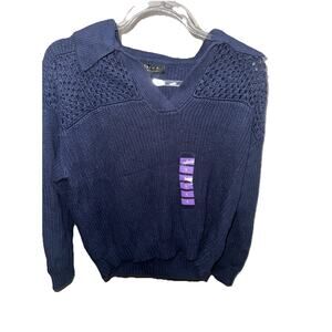 JOSEPH A. Blue Knit Sweater Women’s Size S V-Neck Long Sleeve